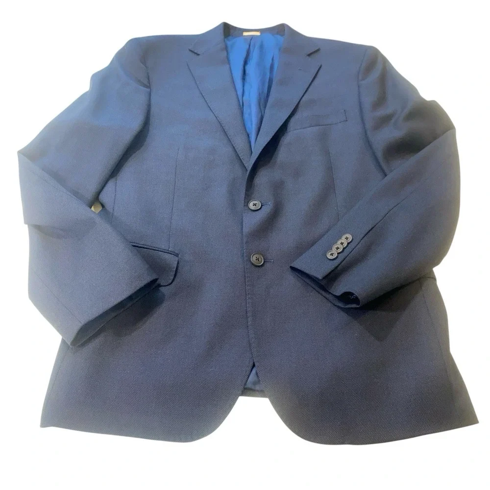 Joe by Joseph Abboud Organica Wool Blend Navy‎ Suit 42R 36W Pants Excellent